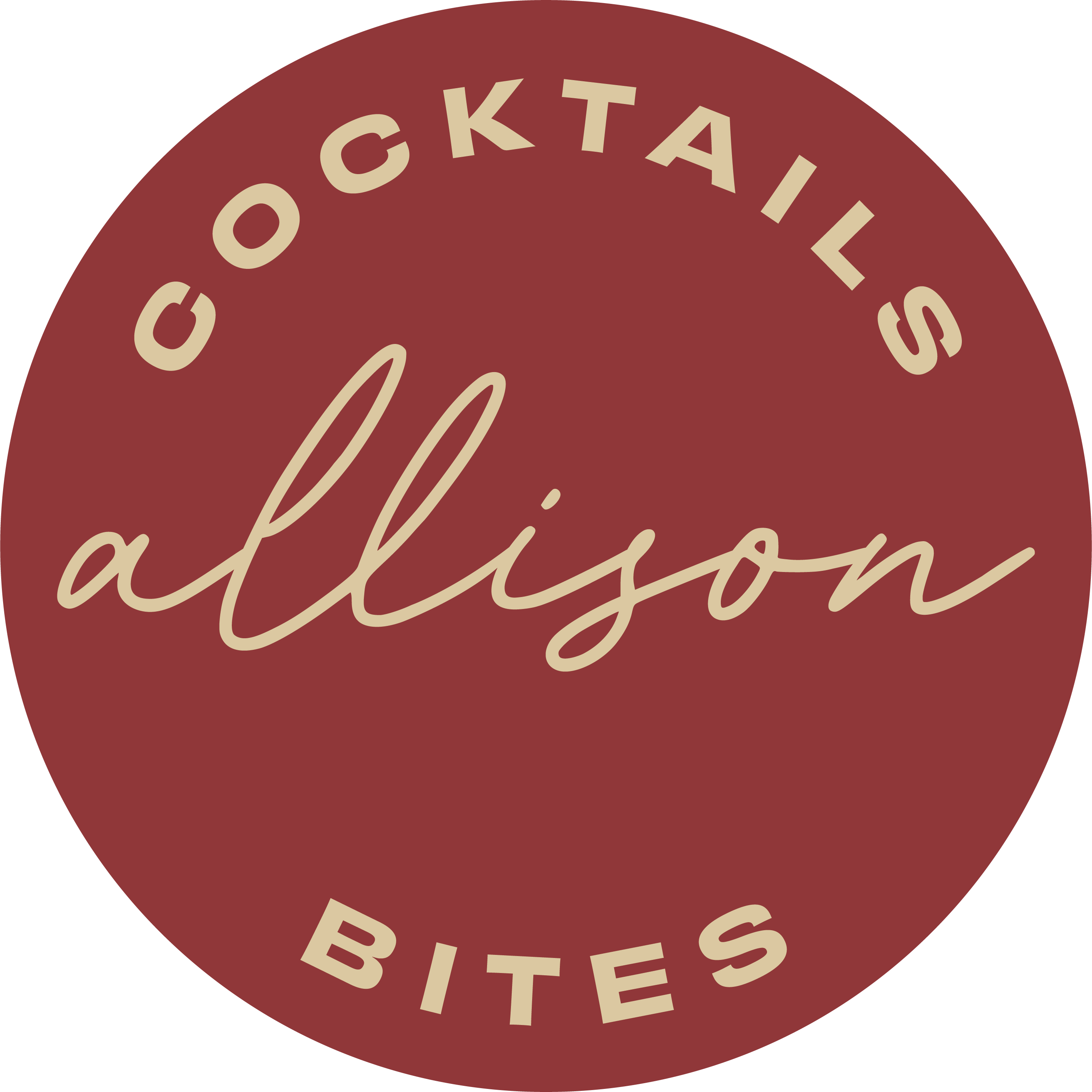 Red logo van allison bar cocktails and bites